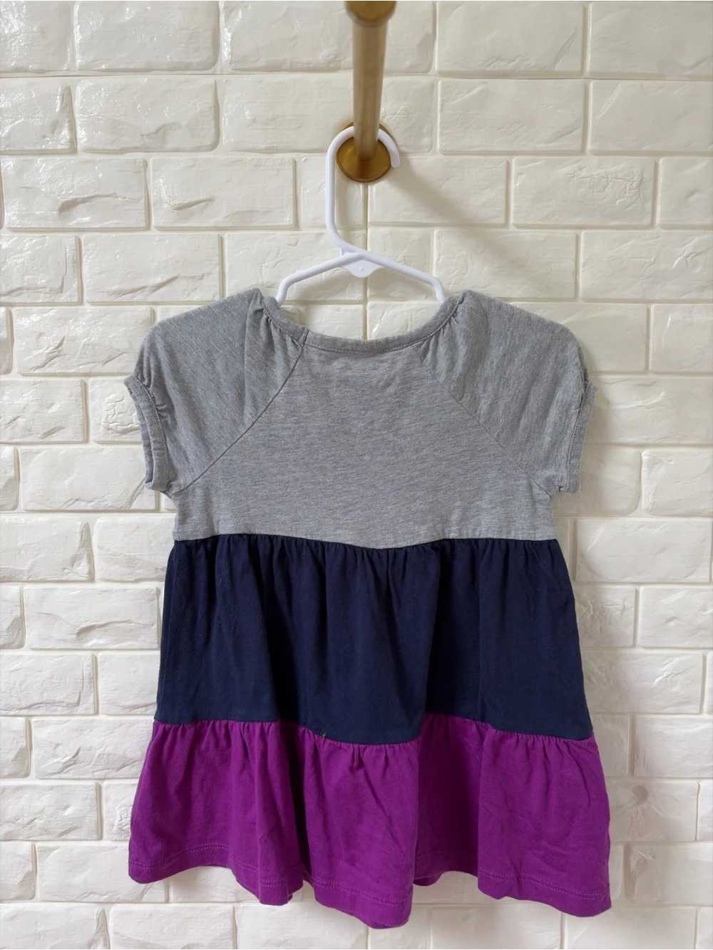 OshKosh B'gosh Gray, Navy & Purple Tiered Short Sleeve Tee